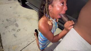 Married woman gets wild in the parking lot like a daring lady