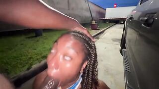 Married woman gets wild in the parking lot like a daring lady