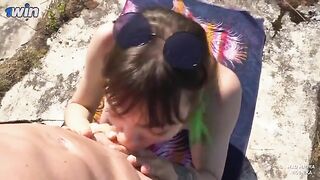 A hot blow job is the only way to save a nudist in this steamy scene