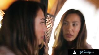 A beauty has hard sex with her wife in a rented cabin, showcasing passionate intensity