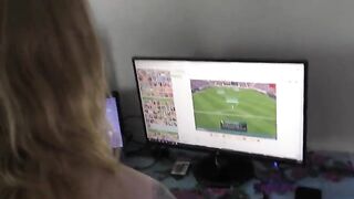 Nesty blonde gets her tight pussy railed while playing video games