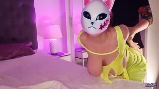 The sexy maid in a sexy dress got ripped up by a guy