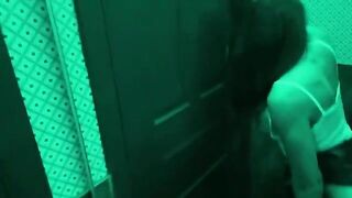 A girl was fucked by her roommate in the toilet bar