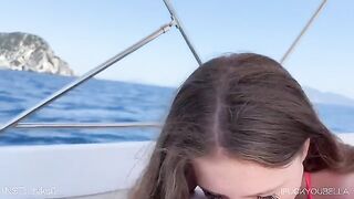 A girl was having fun with a friend on a yacht, getting wild