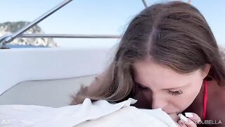 A girl was having fun with a friend on a yacht, getting wild