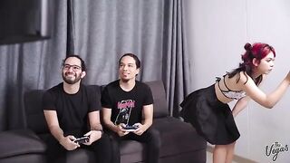 Skinny Latina Cindy Luna gets her pussy railed by two cocks
