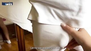 The stepmom with big tits thanks the stepson for breakfast