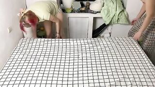 A newlywed couple shares intimate moments with hilarious bloopers