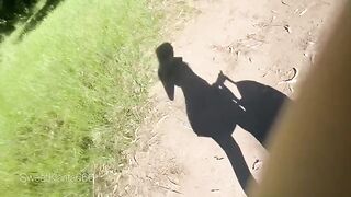 A babe gets fucked right in the middle of the forest by a muscular guy