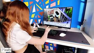 A young gamer girl was persuaded for a different game, with a cum finish