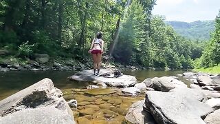 Amateur couple AmyGabe enjoys outdoor sex in the river