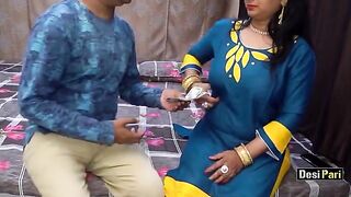 Desi Pari, a hot Indian milf, gets fucked hard for money with clear Hindi audio