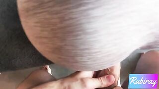 Fit step sister does her yoga on the couch and gets creampied hard