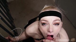 A cute girl with deep blue eyes was fucked on the ball