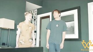 Melody Marks in a Chinese dress gets fucked by a huge Asian cock