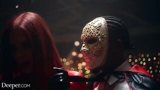 Four individuals serve Mistress Maitland in an intense Deeper scene