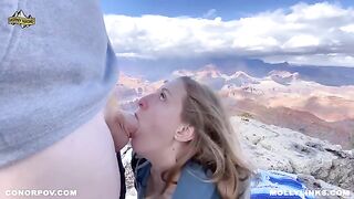 A couple fucked on the cliff after hiking, captured in raw POV style