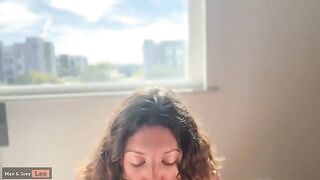 A cute woman demonstrates her sexual skills in the hotel room