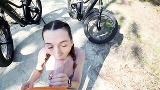 Petite brunette takes tourist on a bike ride he’ll never forget