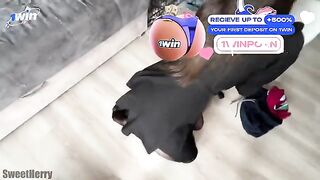 The neighbor checks her husband's suitability by cheating
