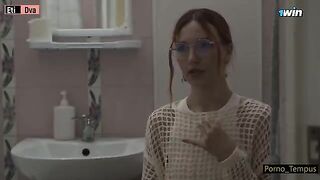 A cute Russian schoolgirl is being fucked by two guys