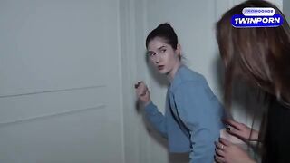 Two curious step-sisters spy on their step-parents and get intimate