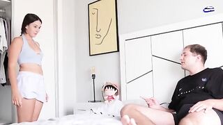 Girl looks for stepbrother to masturbate while he jerks off too and catches her