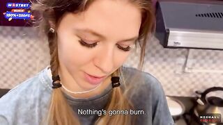 A girl doesn’t mind fucking with her flatmate in the kitchen occasionally