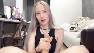 A cute girl with silver hair fucked in her tight pussy and received a creampie