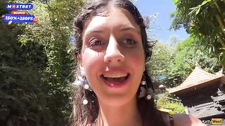 Public blowjob and cumwalk action by the waterfall, bold move!