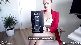 The office worker tried a new device for stimulation and reached intense satisfaction with her coworker