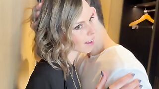A wife got fucked by two cocks after a night out and got cum on her face