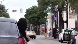 The guy has fun with two girlfriends in the car
