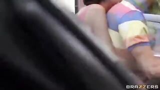 The guy has fun with two girlfriends in the car