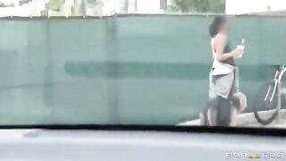 The guy has fun with two girlfriends in the car