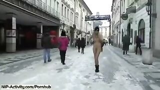 Student became a shameless slut and began to show herself on the street