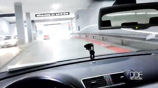 A hot girl sucks dick of her guy friend in the car