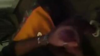 The guy finished a jerking session in front of the mirror with a lot of cum