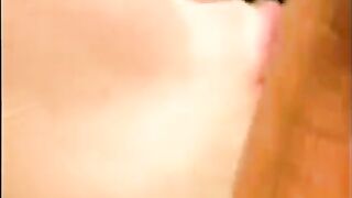 A cumshot on the face of a girlfriend near the pool, what a view!