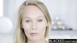 Skinny blonde girl fucked by a BBC in a casting session