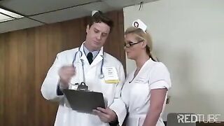 A man is fucking with his doctor and nurse in the hospital setting