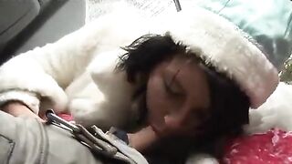 Two drunken Santa Claus and his companion fucked the Snow Maiden