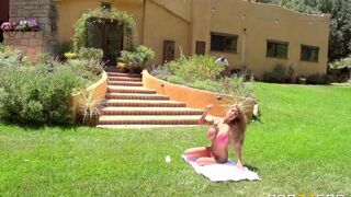 The couple engaged in passionate sex right on the lawn, captured in stunning 60fps