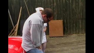 A hot nurse has sex with a guy directly in the car