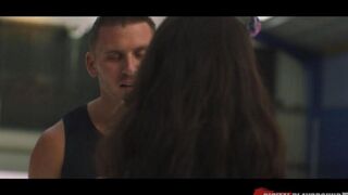 A hockey fan got fucked by her favourite player in the stadium