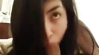 A girl received a lesson on how to perform a blowjob skillfully