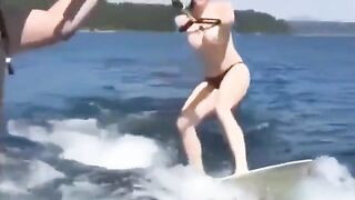 Topless girl water skiing is an awesome thing