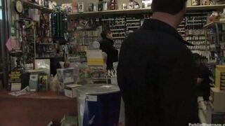 The girl was fucked hard in the shop