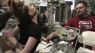 The girl was fucked hard in the shop