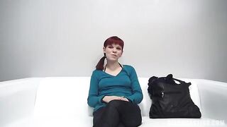 Redhead 18-year-old agreed to nipple and blowjob at the casting